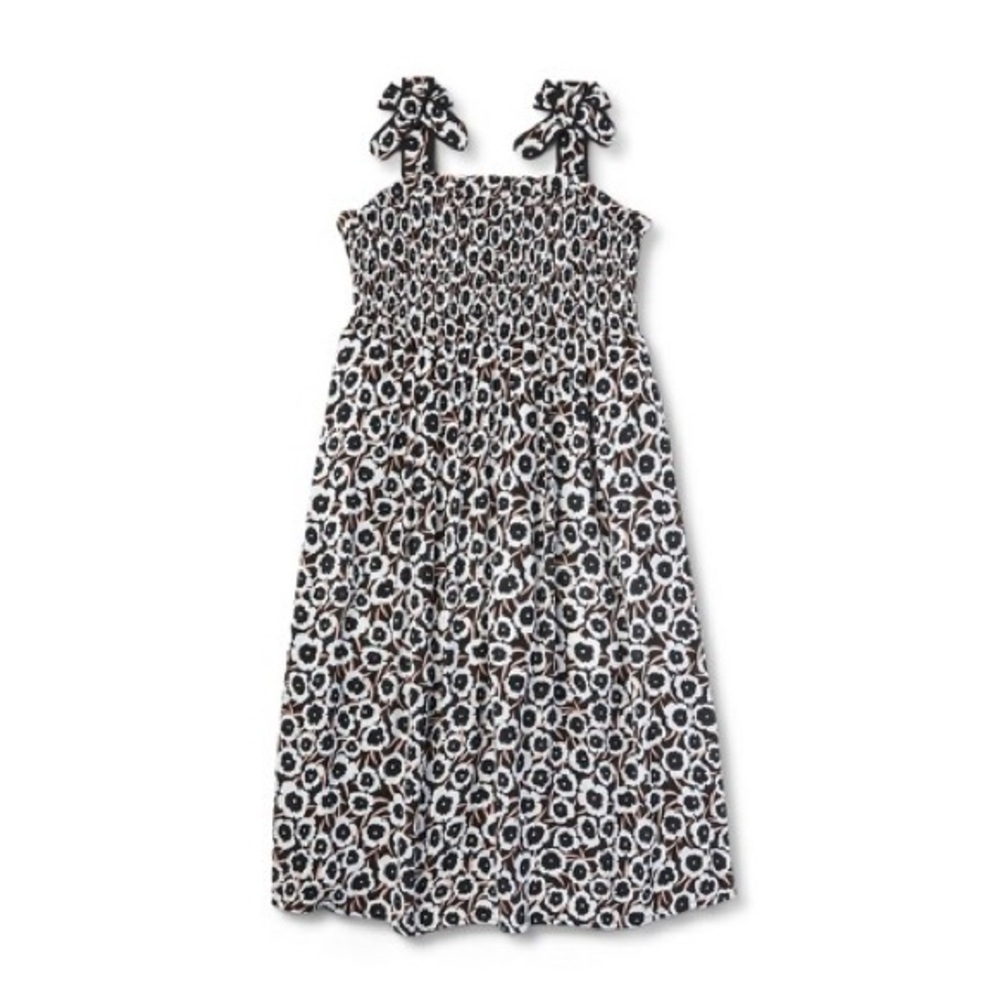 Kids' Smocked Tie Strap Neutral Poppy Midi Dress - Dvf For Target 4T